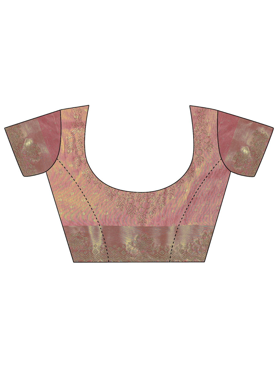  Peach Floral Embellished Silk Blend Saree With Unstitched Blouse Piece 
