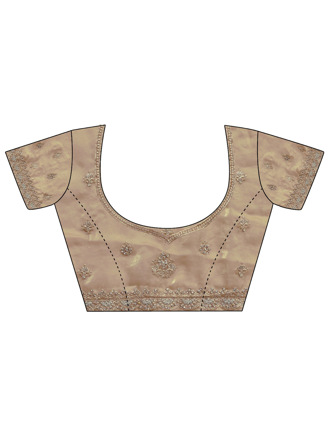  Libas Art Beige Embellished Tissue Saree With Unstitched Blouse Piece 