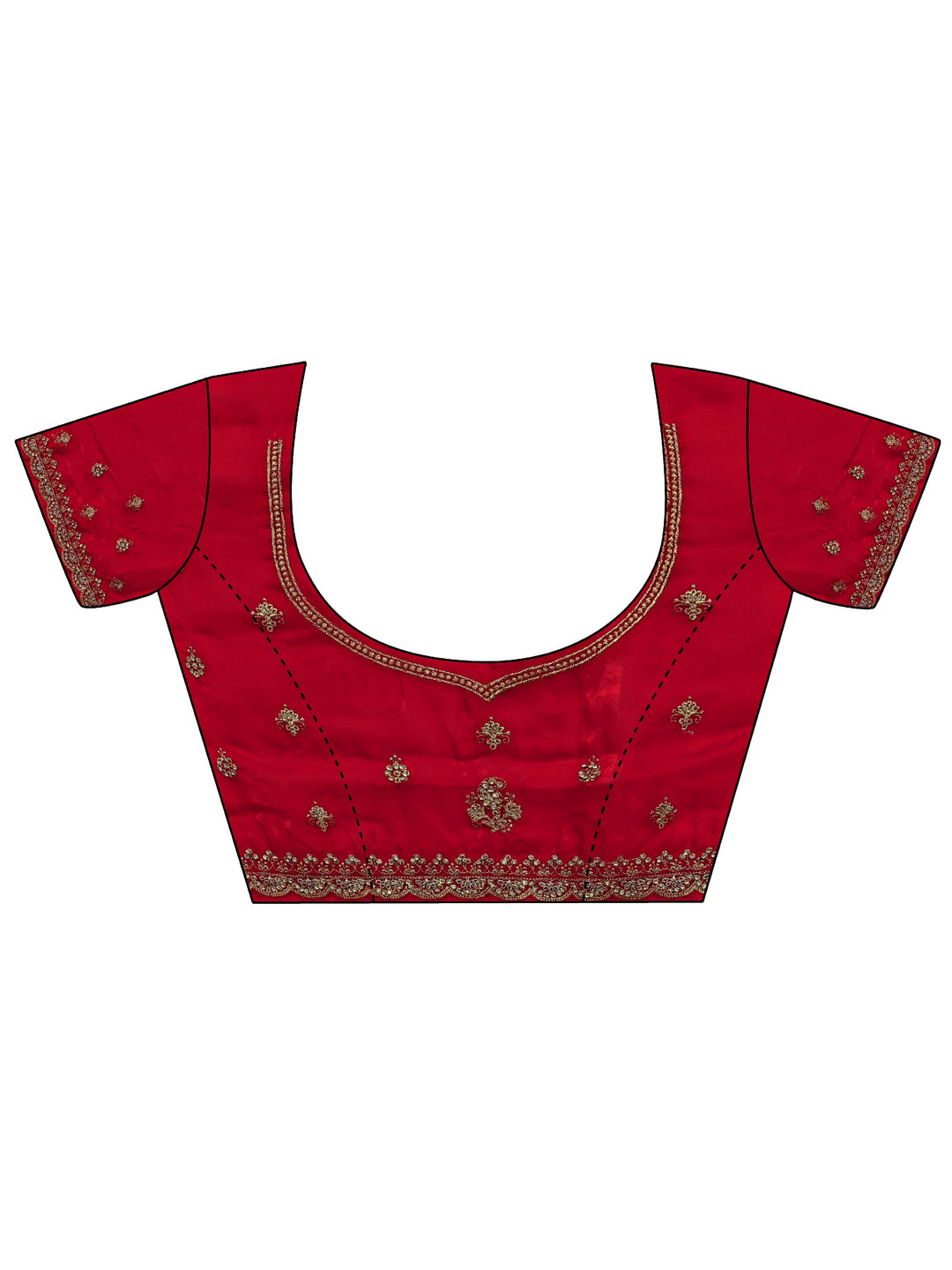  Libas Art Red Embellished Tissue Saree With Unstitched Blouse Piece 