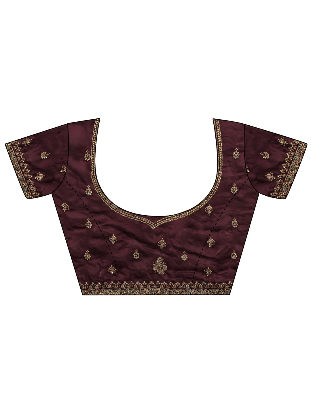  Libas Art Magenta Embellished Tissue Saree With Unstitched Blouse Piece 