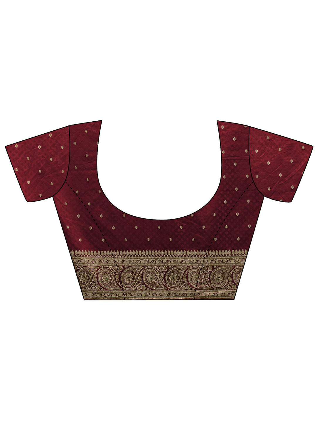  Libas Art Maroon Banarasi Silk Blend Saree With Unstitched Blouse Piece 