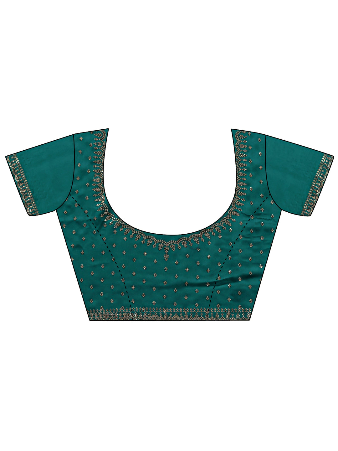 Libas Art Teal Floral Embellished Satin Saree With Unstitched Blouse Piece 