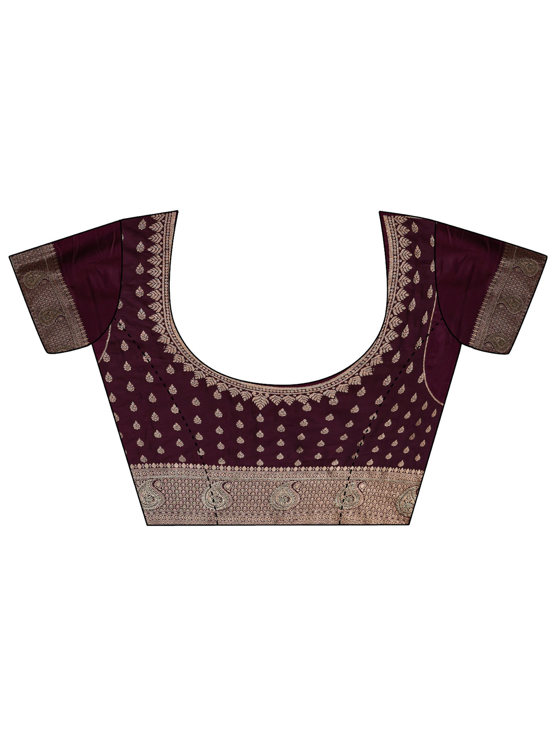  Burgundy Ethnic Silk Blend Saree With Unstitched Blouse Piece 