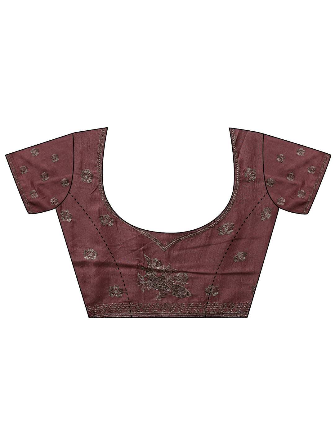  Mauve Floral Embroidered Silk Blend Saree With Unstitched Blouse Piece 