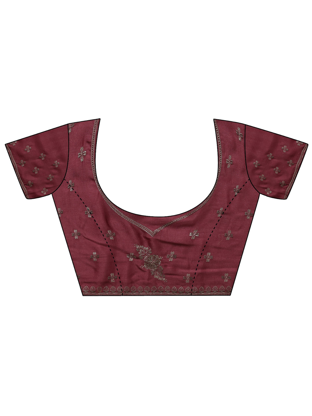  Mauve Floral Embroidered Silk Blend Saree With Unstitched Blouse Piece 