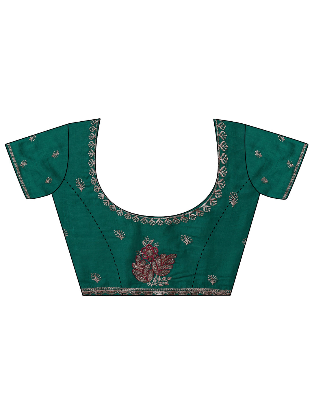  Pink Floral Embroidered Silk Blend Saree With Unstitched Blouse Piece 