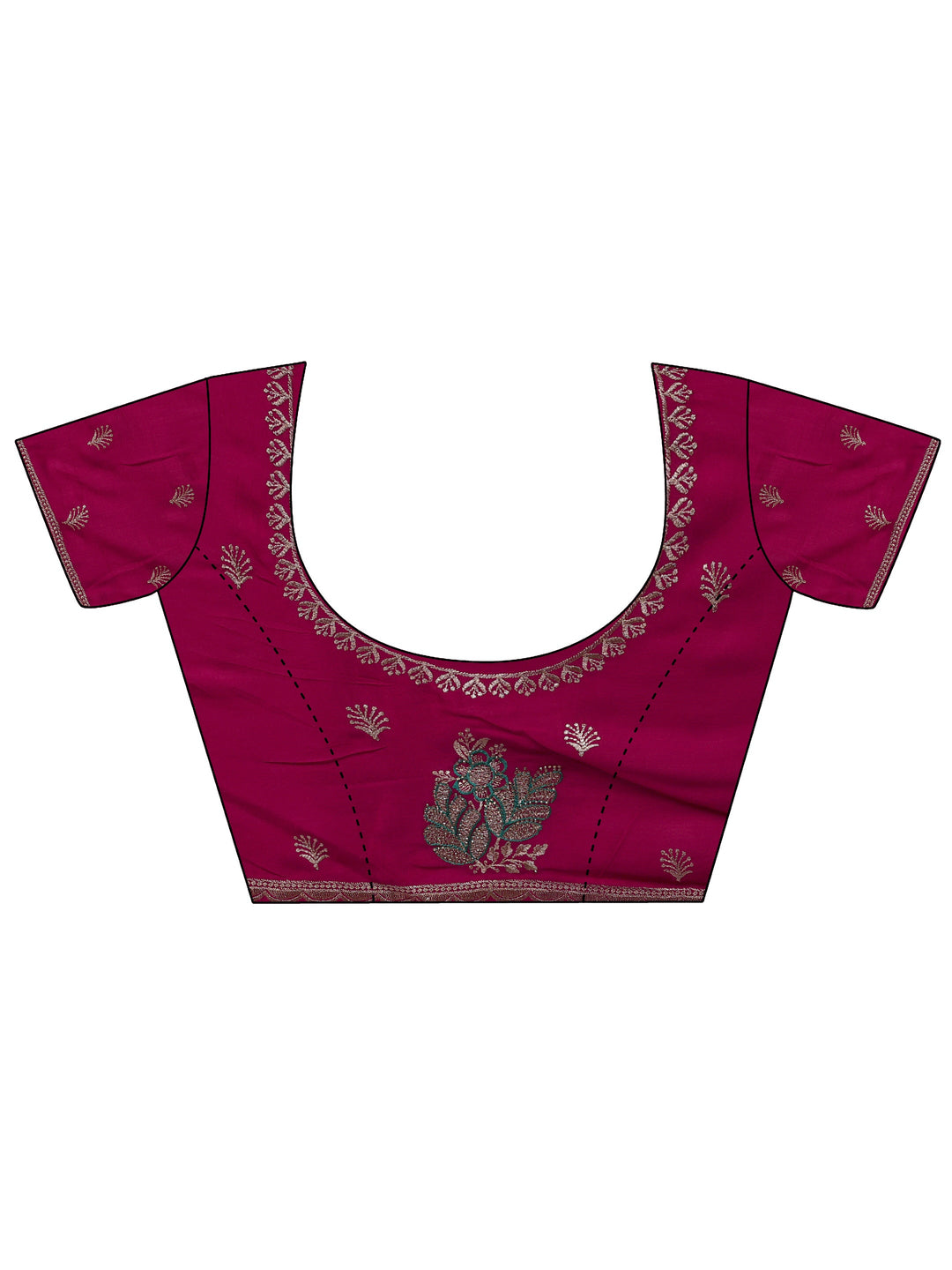  Blue Floral Embroidered Silk Blend Saree With Unstitched Blouse Piece 