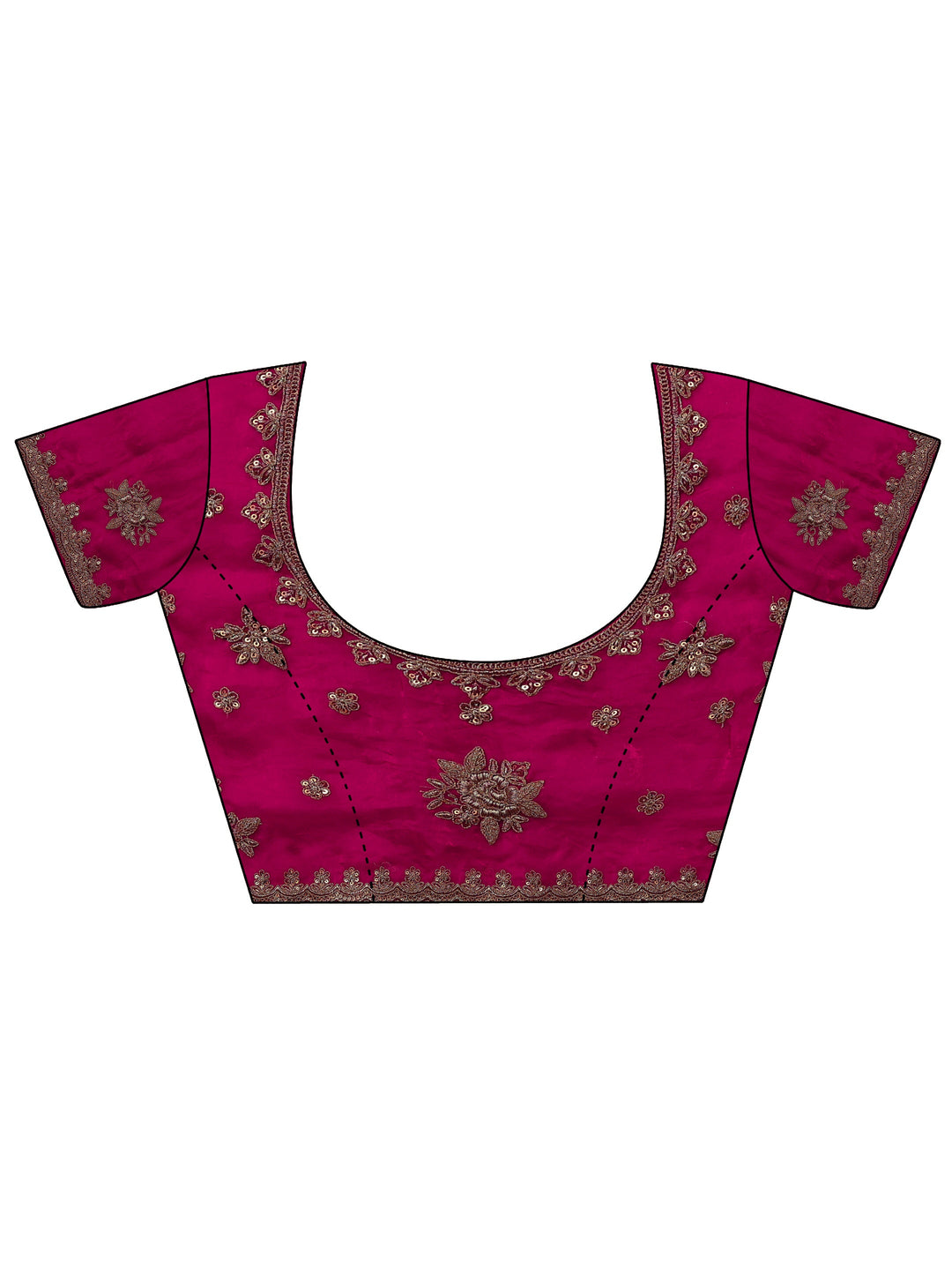 Pink Floral Embroidered Tissue Saree With Unstitched Blouse Piece 