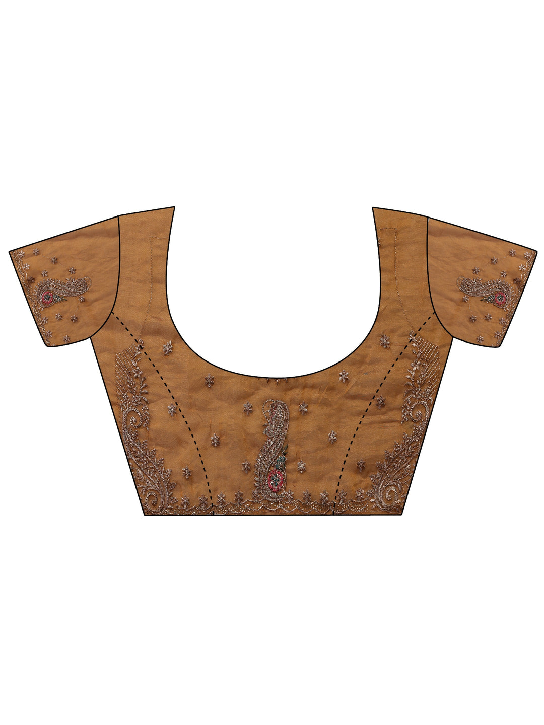  Mustard Embellished Tissue Saree With Unstitched Blouse Piece 