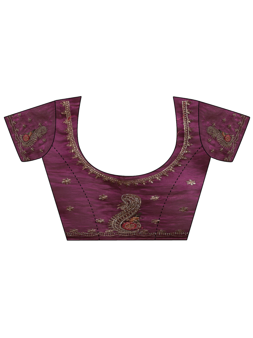 Libas Purple Embellished Tissue Saree With Unstitched Blouse Piece 