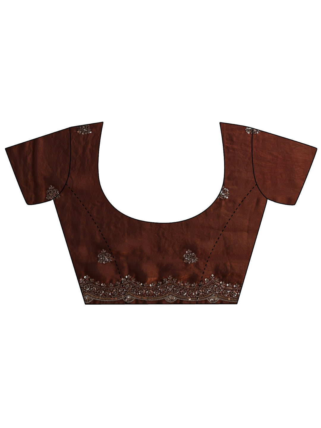  Brown Embellished Tissue Saree With Unstitched Blouse Piece 