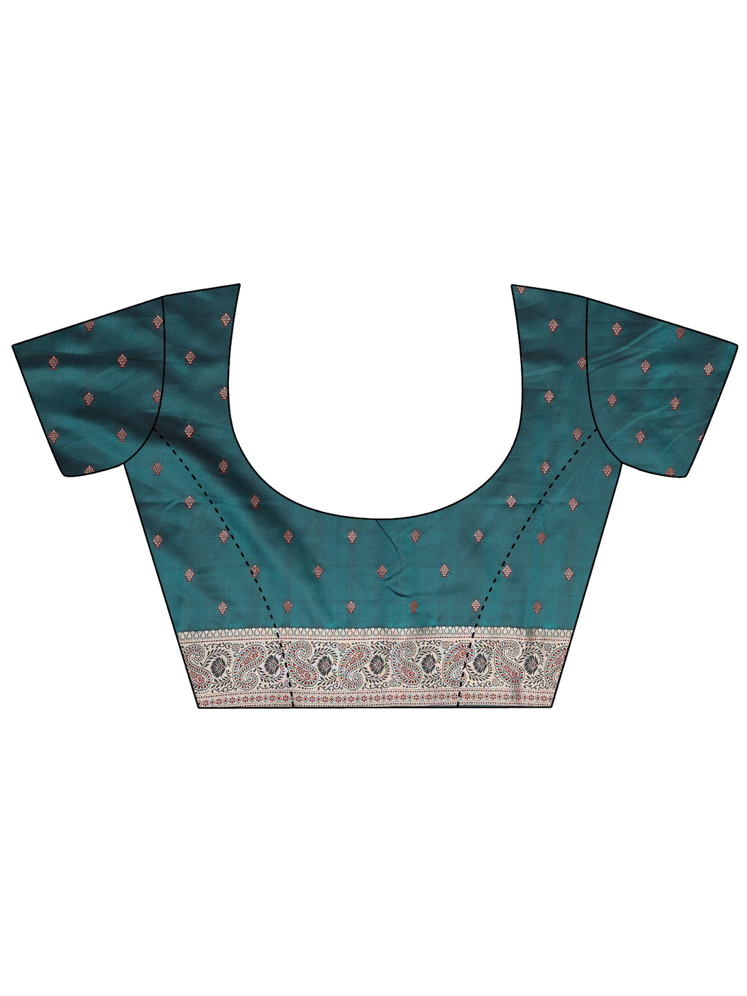 Teal Floral Woven Design Silk Blend Saree With Unstitched Blouse Piece 