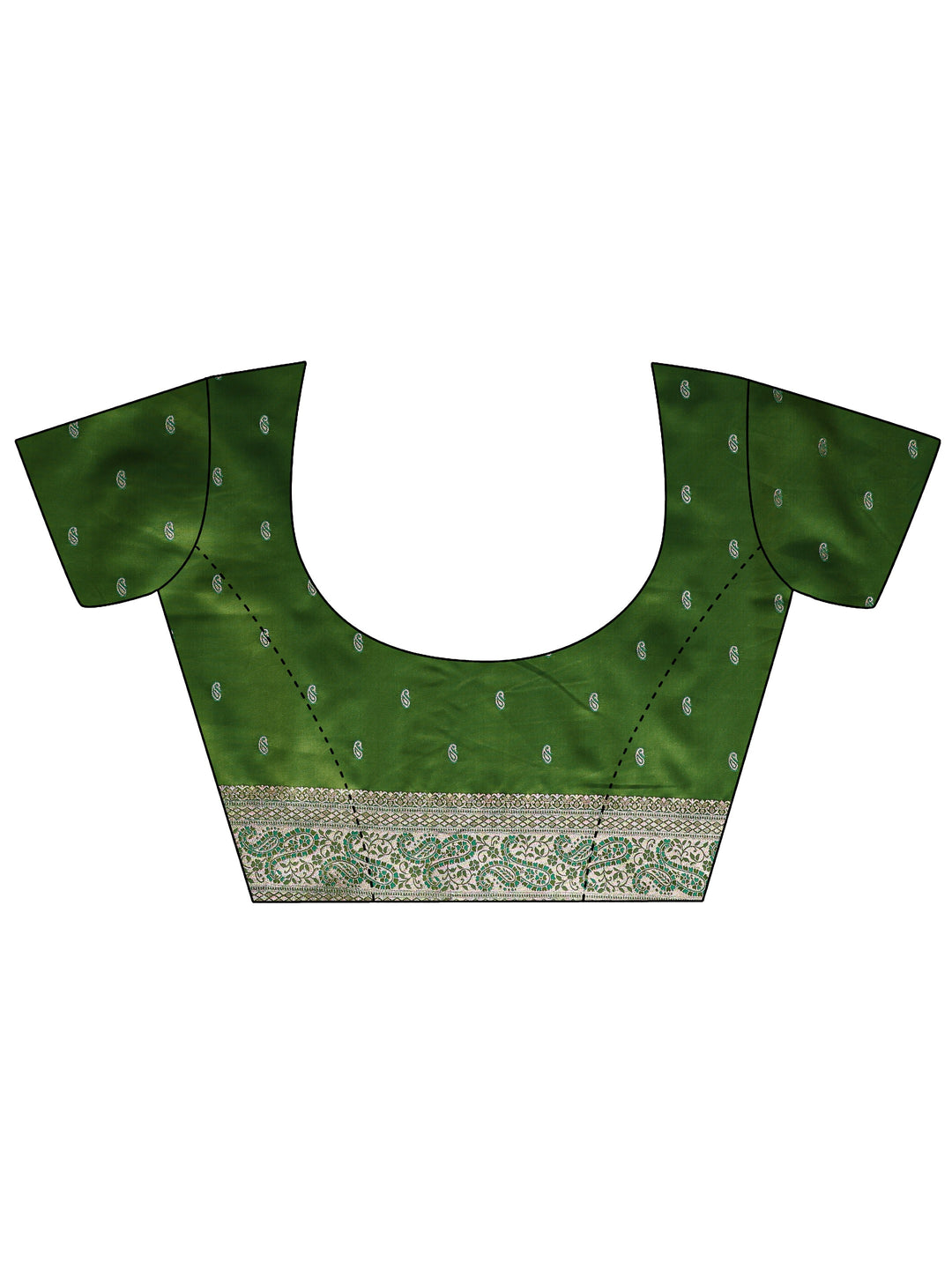  Green Floral Woven Design Silk Blend Saree With Unstitched Blouse Piece 