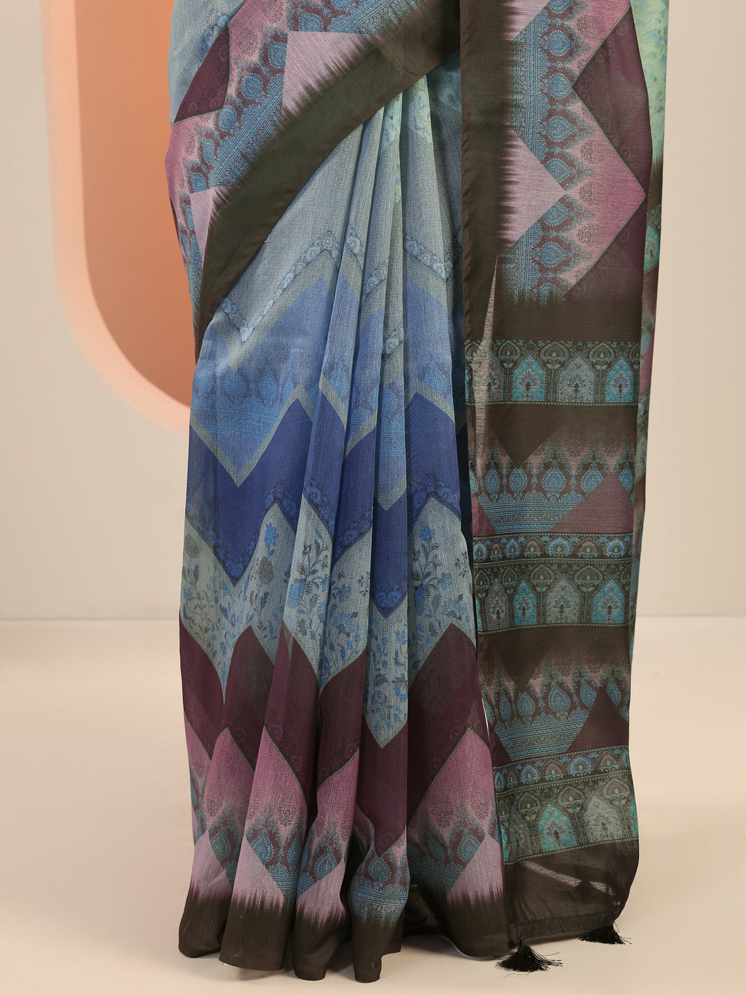  Green Printed Silk Saree With Unstitched Blouse Piece 