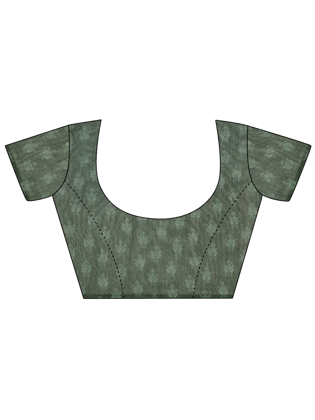  Green Printed Silk Saree With Unstitched Blouse Piece 