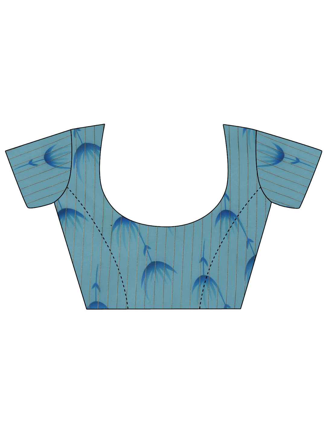  Blue Printed Organza Saree With Unstitched Blouse Piece 
