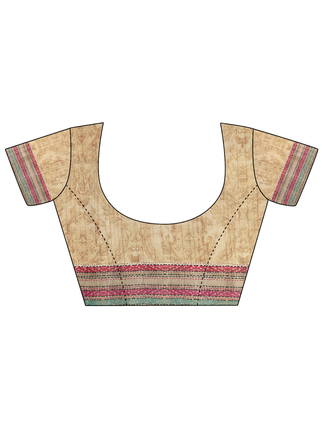  Multi Printed Silk Saree With Unstitched Blouse Piece 