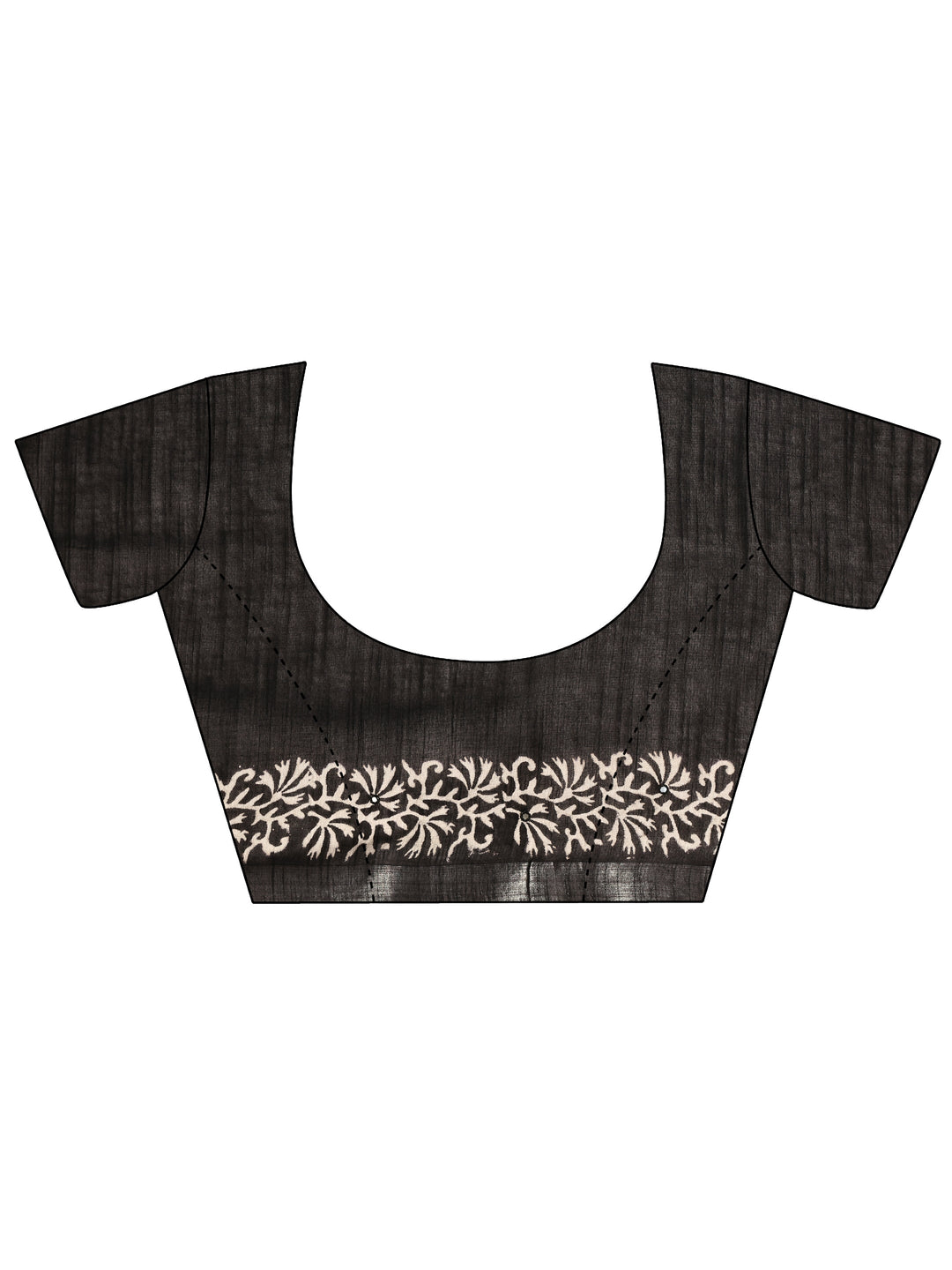  Black Printed Cotton Saree With Unstitched Blouse Piece 