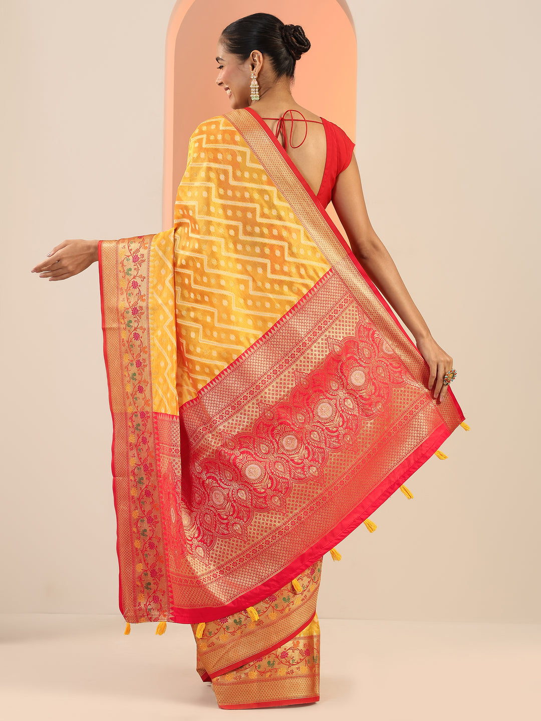  Yellow Woven Design Silk Saree With Unstitched Blouse Piece 