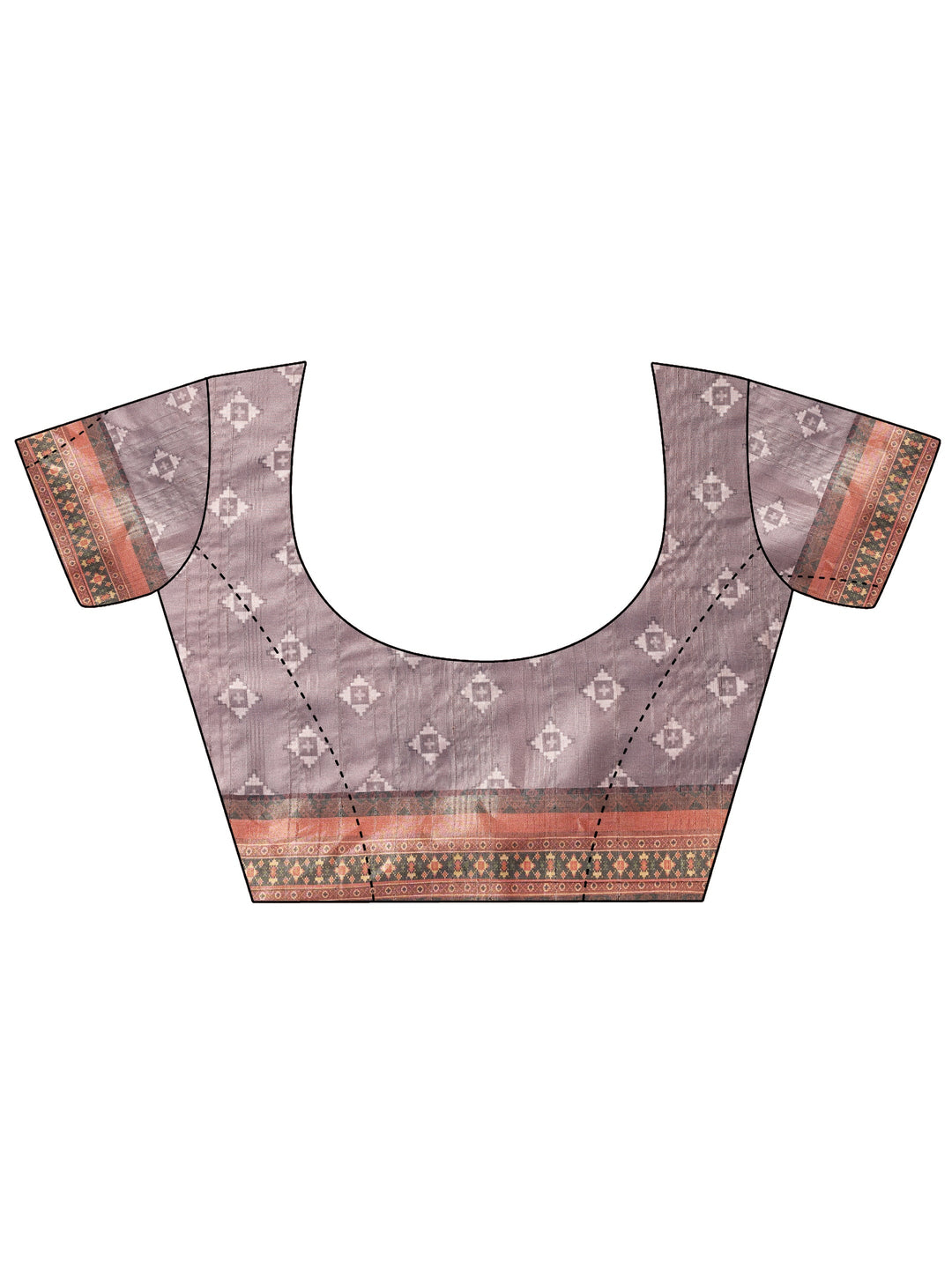  Grey Printed Silk Blend Saree With Unstitched Blouse Piece 