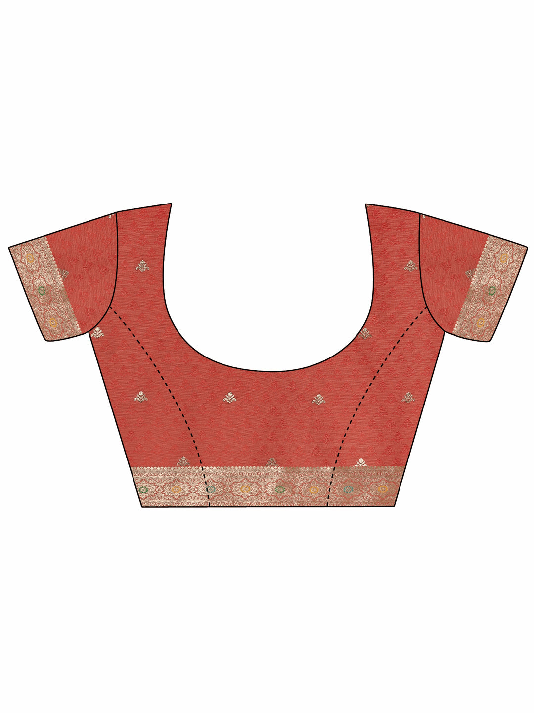  Rust Woven Design Silk Blend Saree With Unstitched Blouse Piece 