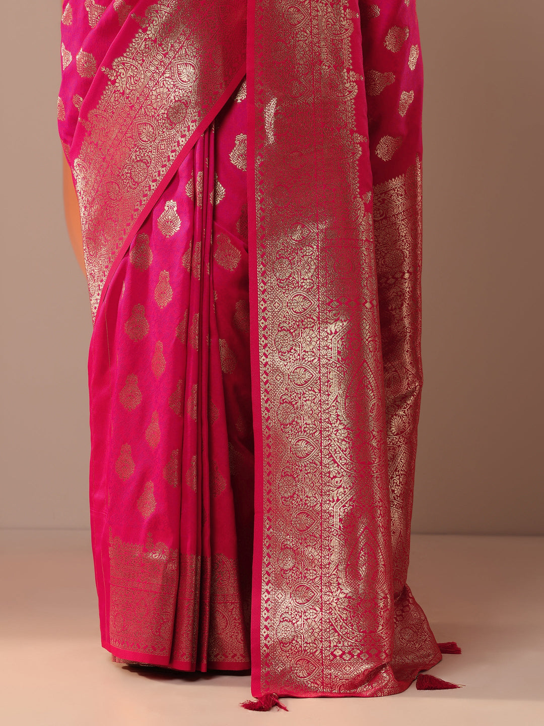  Pink Woven Design Silk Blend Saree With Unstitched Blouse Piece 