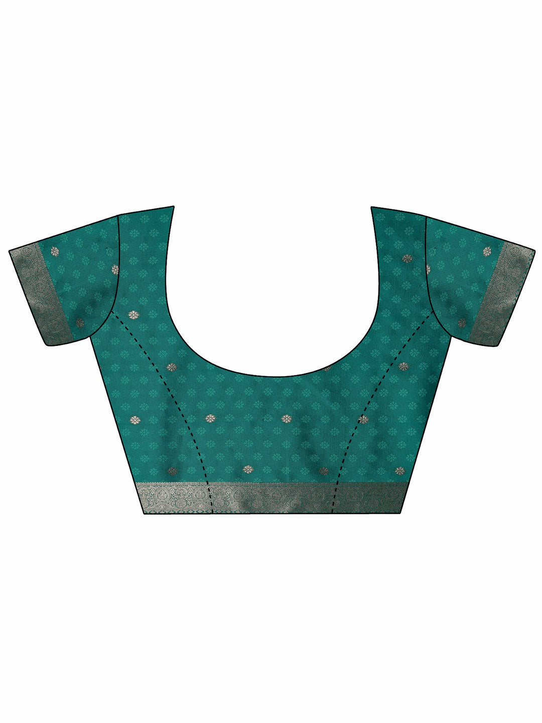  Teal Woven Design Silk Blend Saree With Unstitched Blouse Piece 