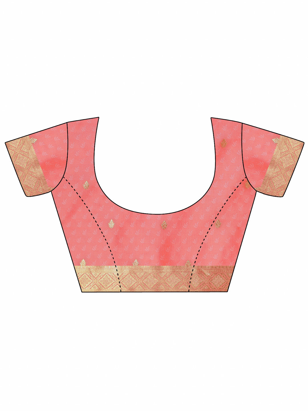  Peach Woven Design Silk Blend Saree With Unstitched Blouse Piece 