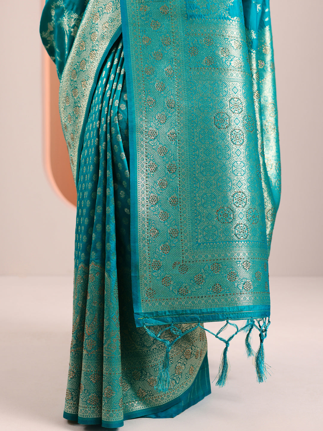  Blue Woven Design Silk Blend Saree With Unstitched Blouse Piece 