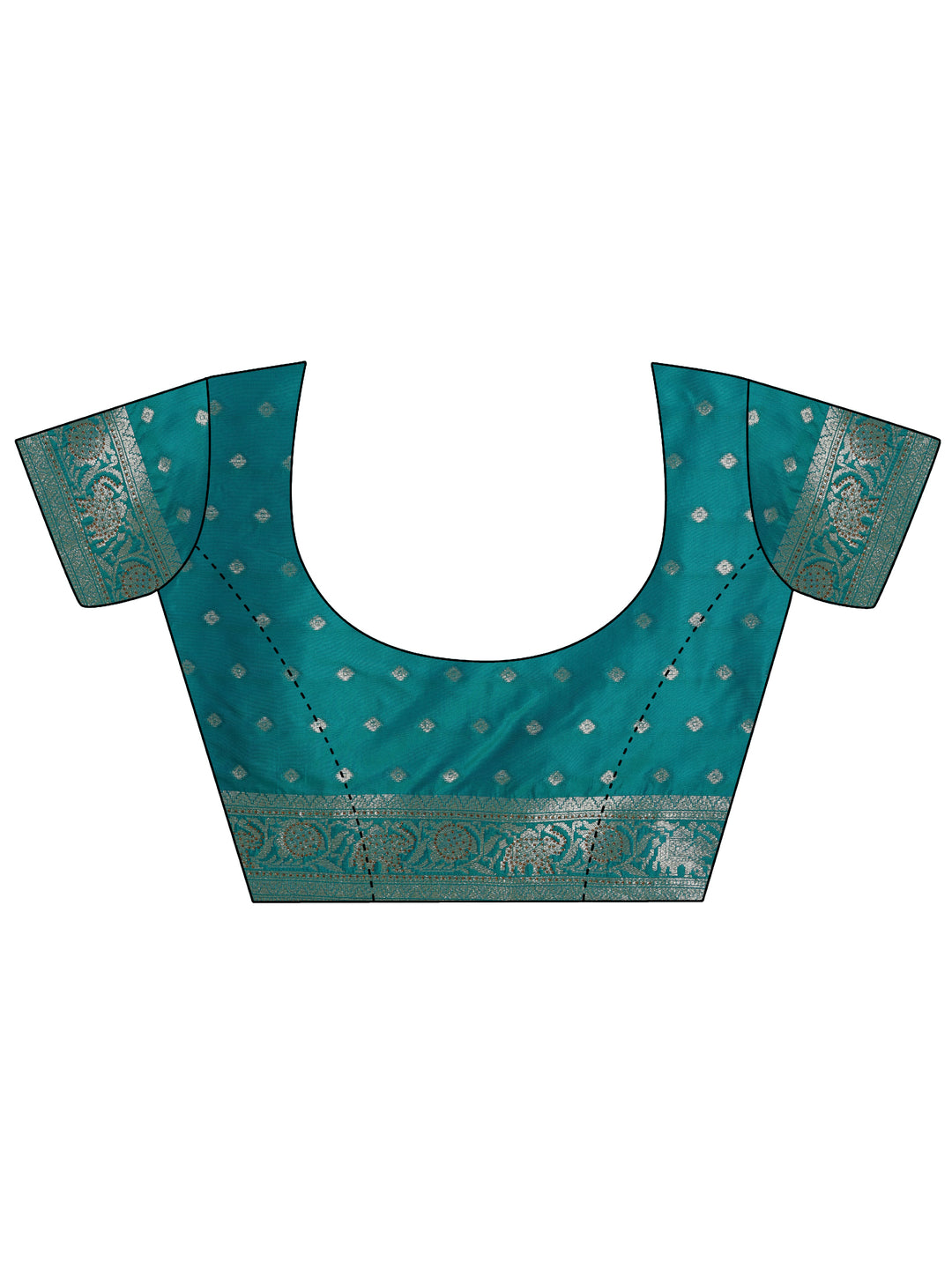  Teal Woven Design Silk Blend Saree With Unstitched Blouse Piece 