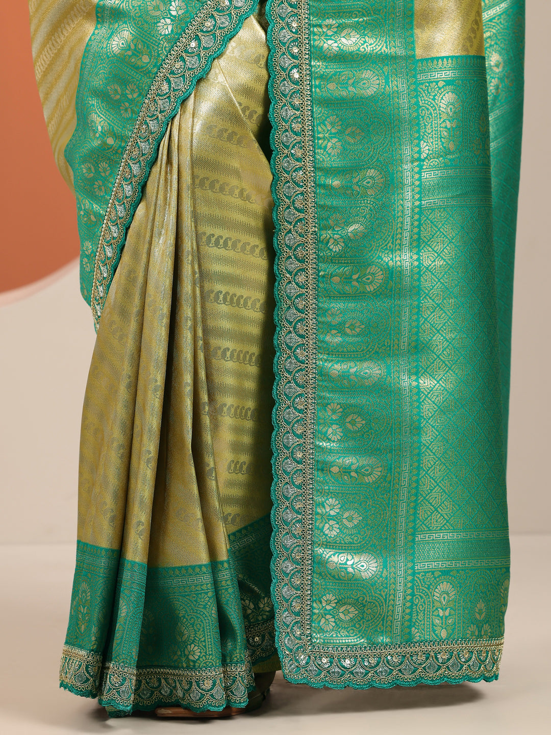  Yellow  Silk Blend Saree With Unstitched Blouse Piece 