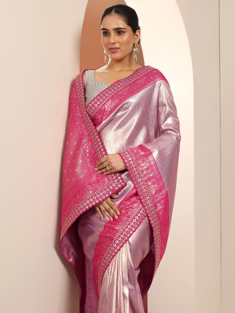 Libas Lavender Silk Blend Saree With Unstitched Blouse Piece