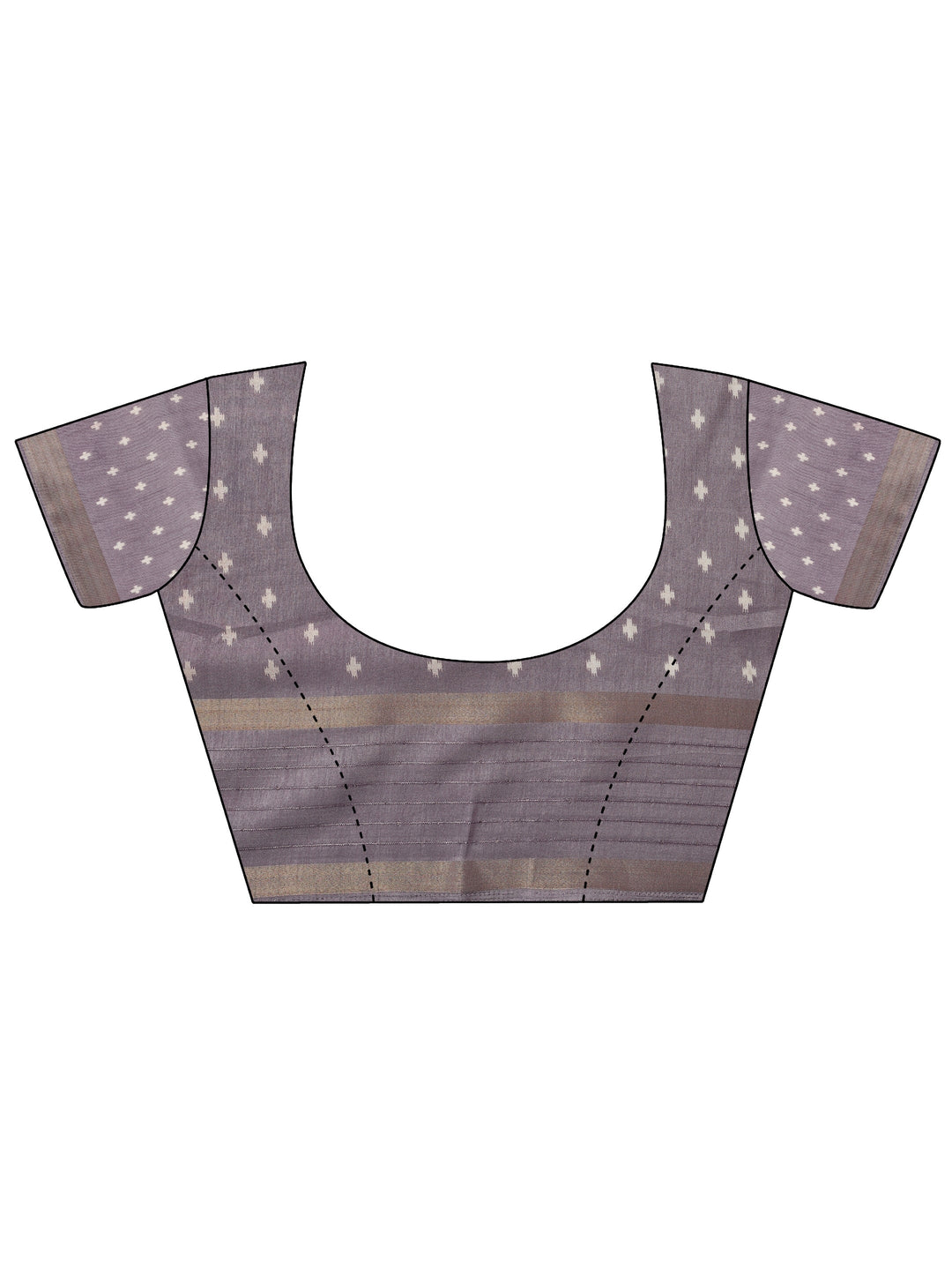  Lavender Printed Silk Blend Saree With Unstitched Blouse Piece 