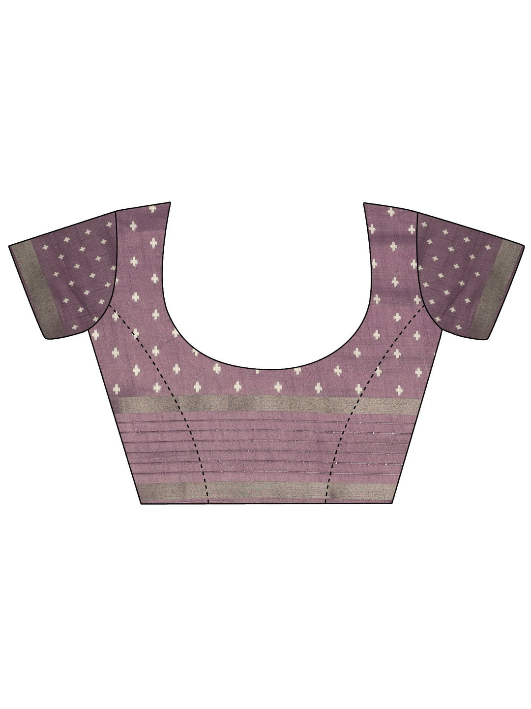  Mauve Printed Silk Blend Saree With Unstitched Blouse Piece 