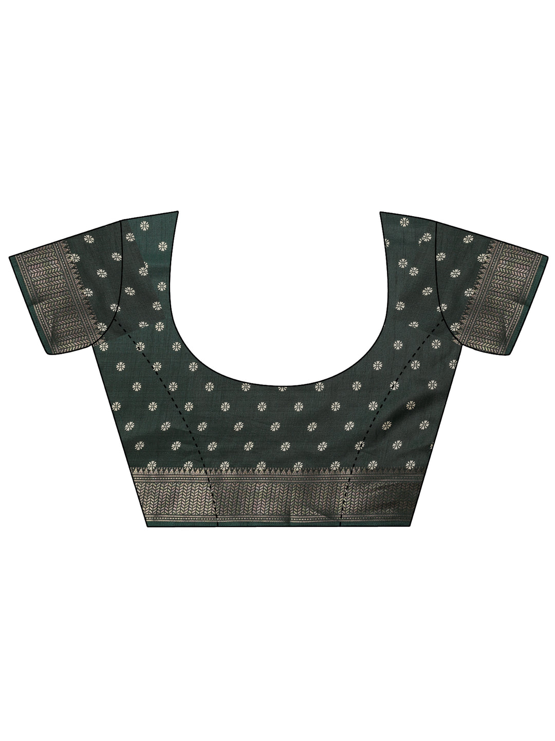  Green Printed Silk Blend Saree With Unstitched Blouse Piece 