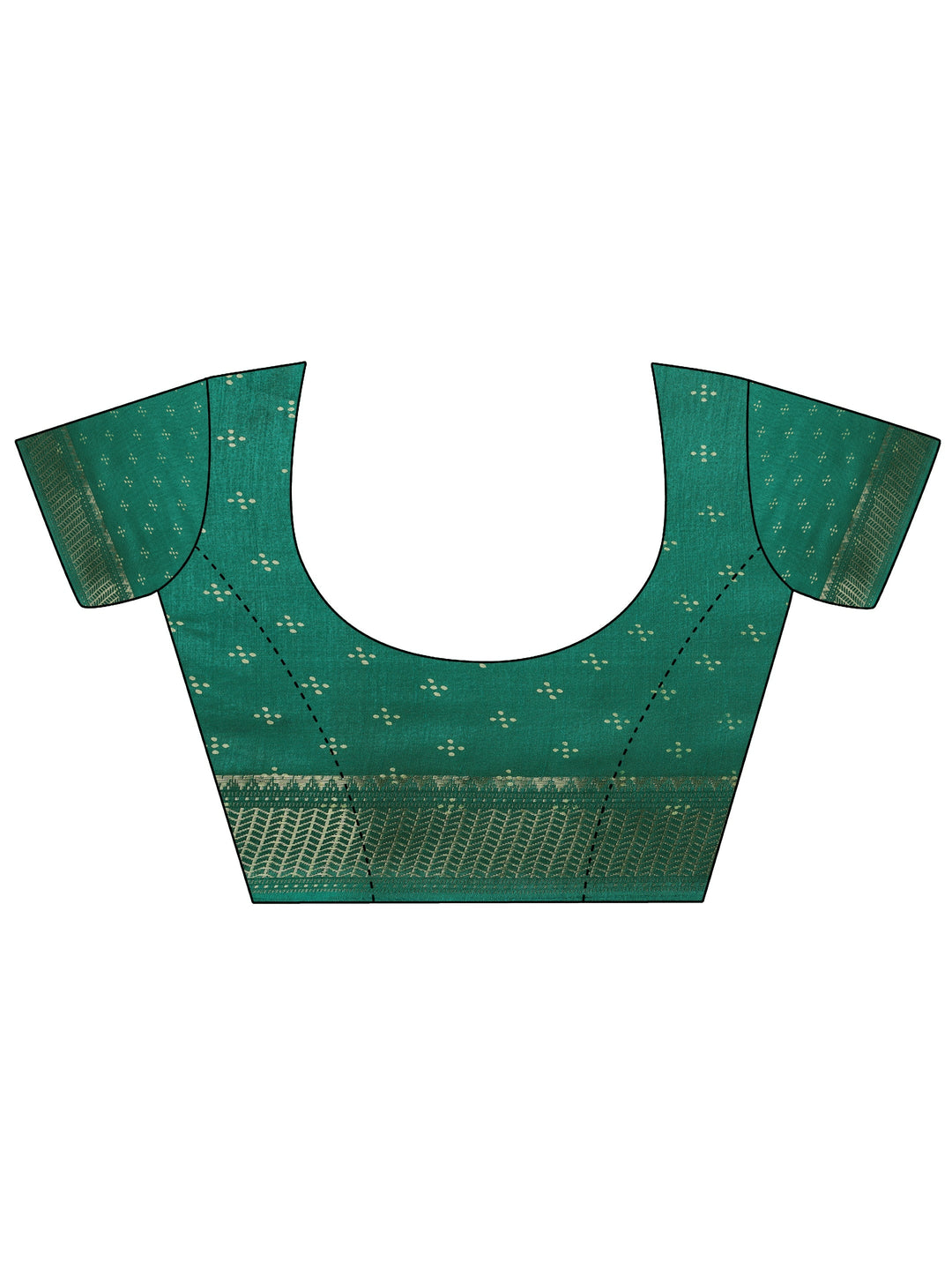  Teal Printed Silk Blend Saree With Unstitched Blouse Piece 
