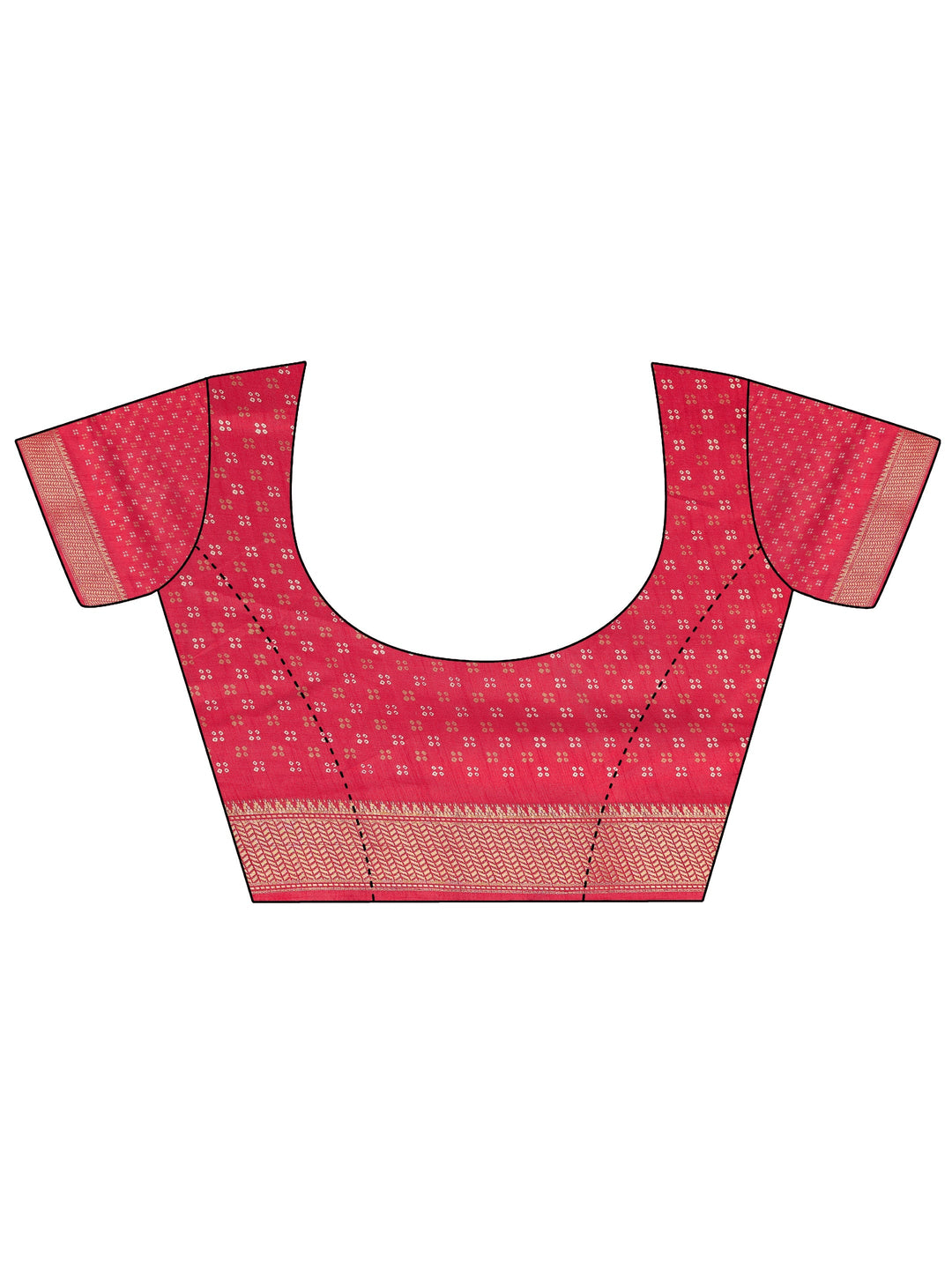  Red Printed Silk Blend Saree With Unstitched Blouse Piece 