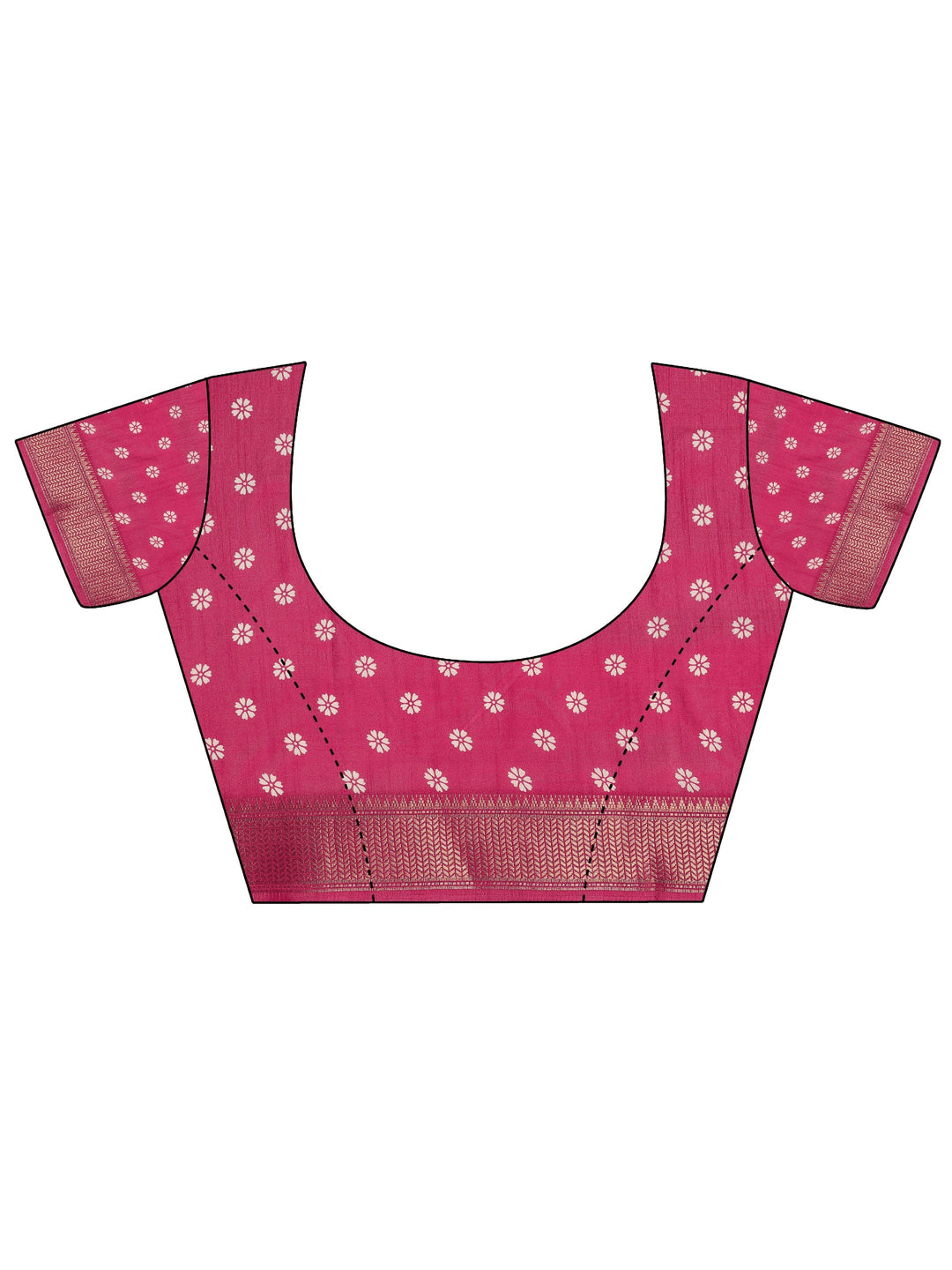 Magenta Printed Silk Blend Saree With Unstitched Blouse Piece 