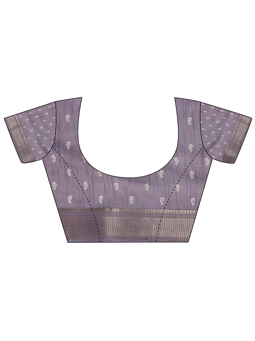  Lavender Printed Silk Blend Saree With Unstitched Blouse Piece 