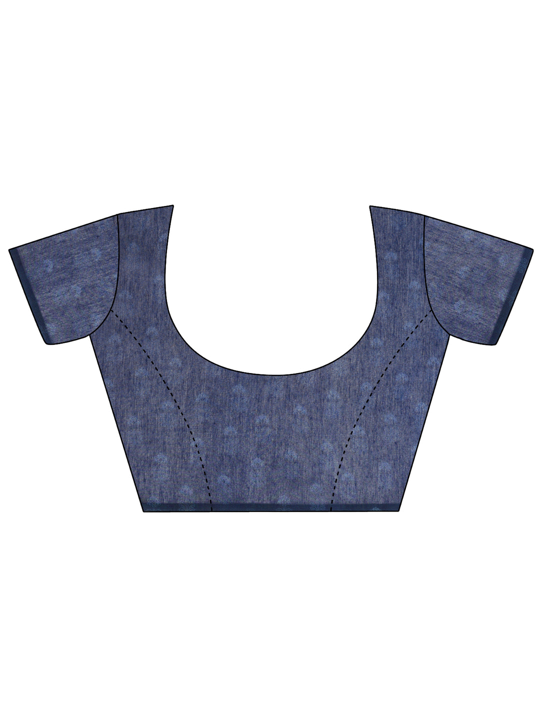  Blue Printed Silk Blend Saree With Unstitched Blouse Piece 