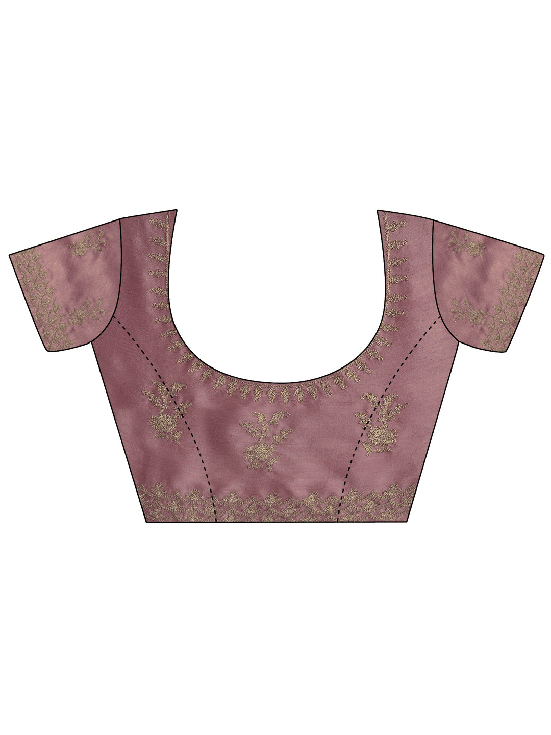  Lavender Embroidered Silk Blend Saree With Unstitched Blouse Piece 