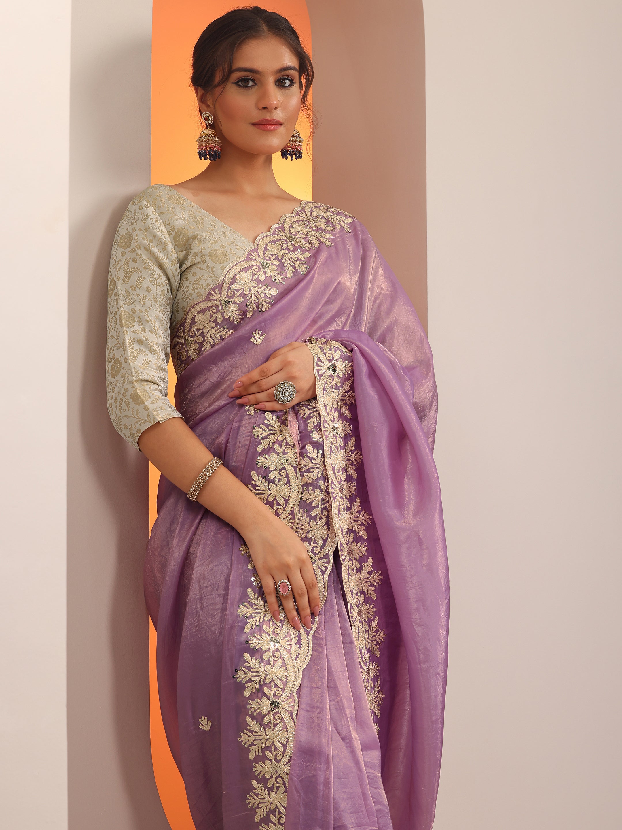 libas Lavender Embroidered Organza Saree With Unstitched Blouse Piece-picture-64