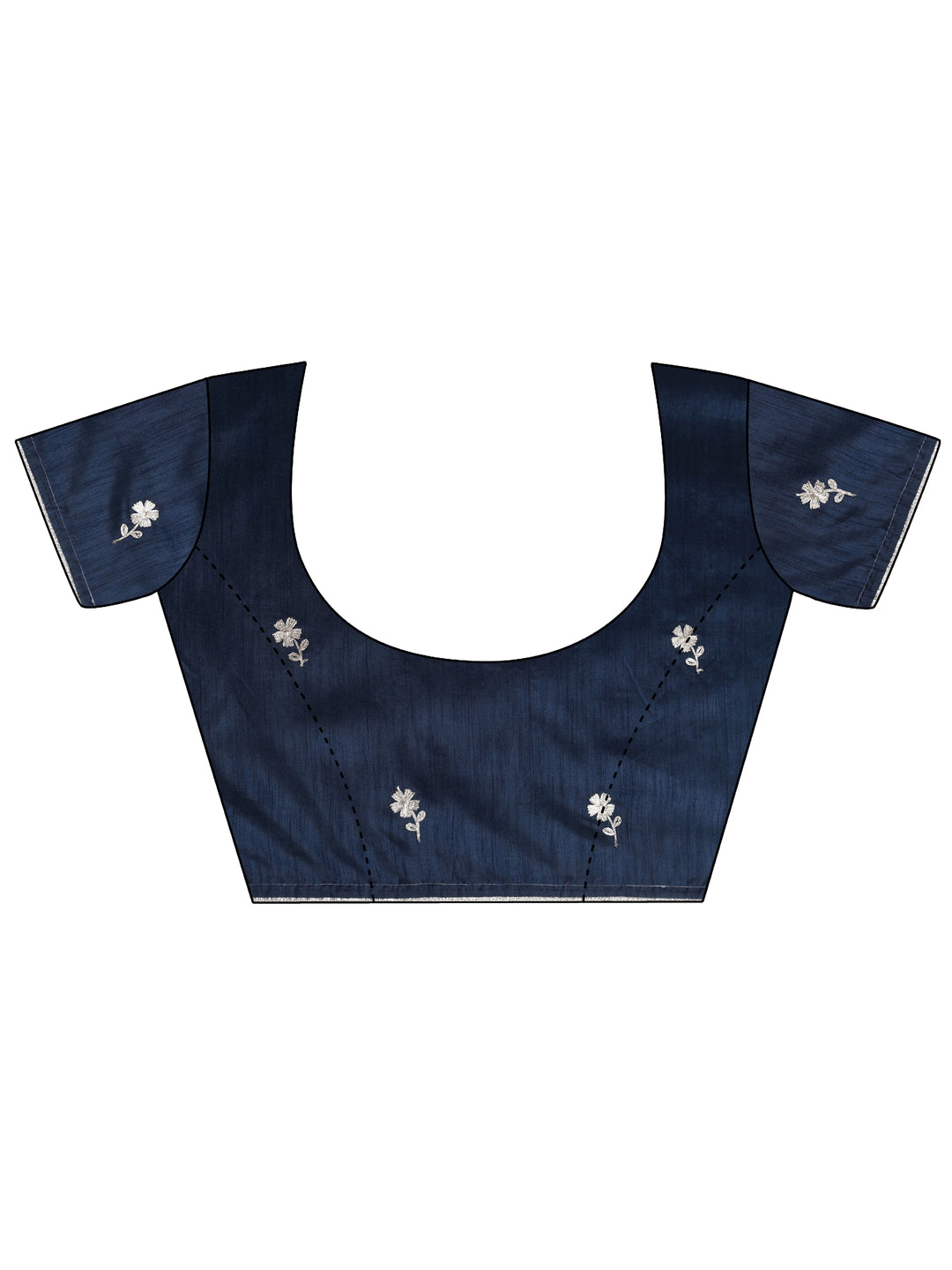  Blue Printed Chinon Saree With Unstitched Blouse Piece 