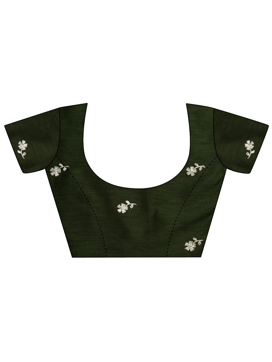  Olive Printed Chinon Saree With Unstitched Blouse Piece 