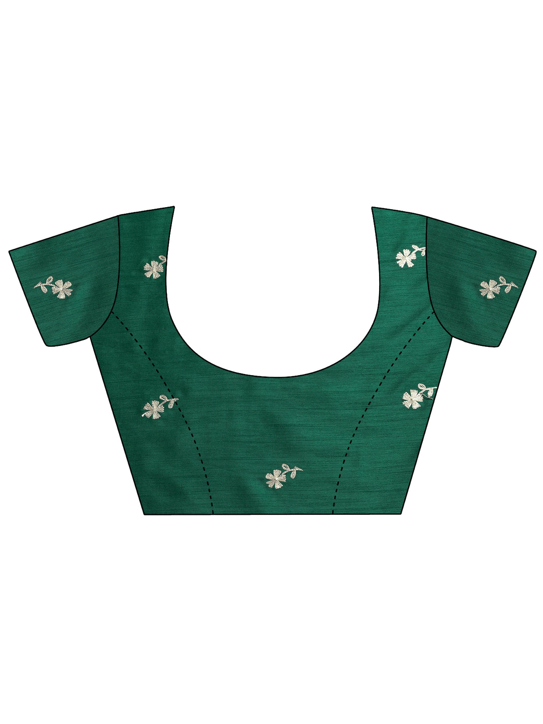  Green Printed Chinon Saree With Unstitched Blouse Piece 