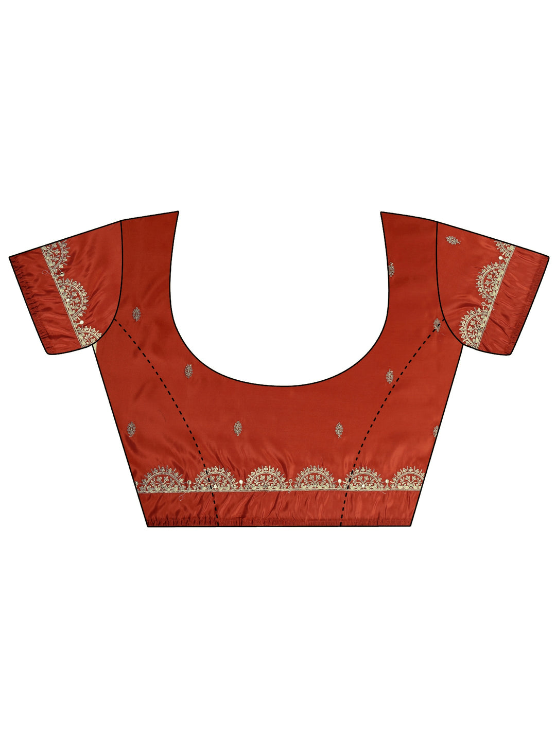  Rust Embellished Crepe Saree With Unstitched Blouse Piece 