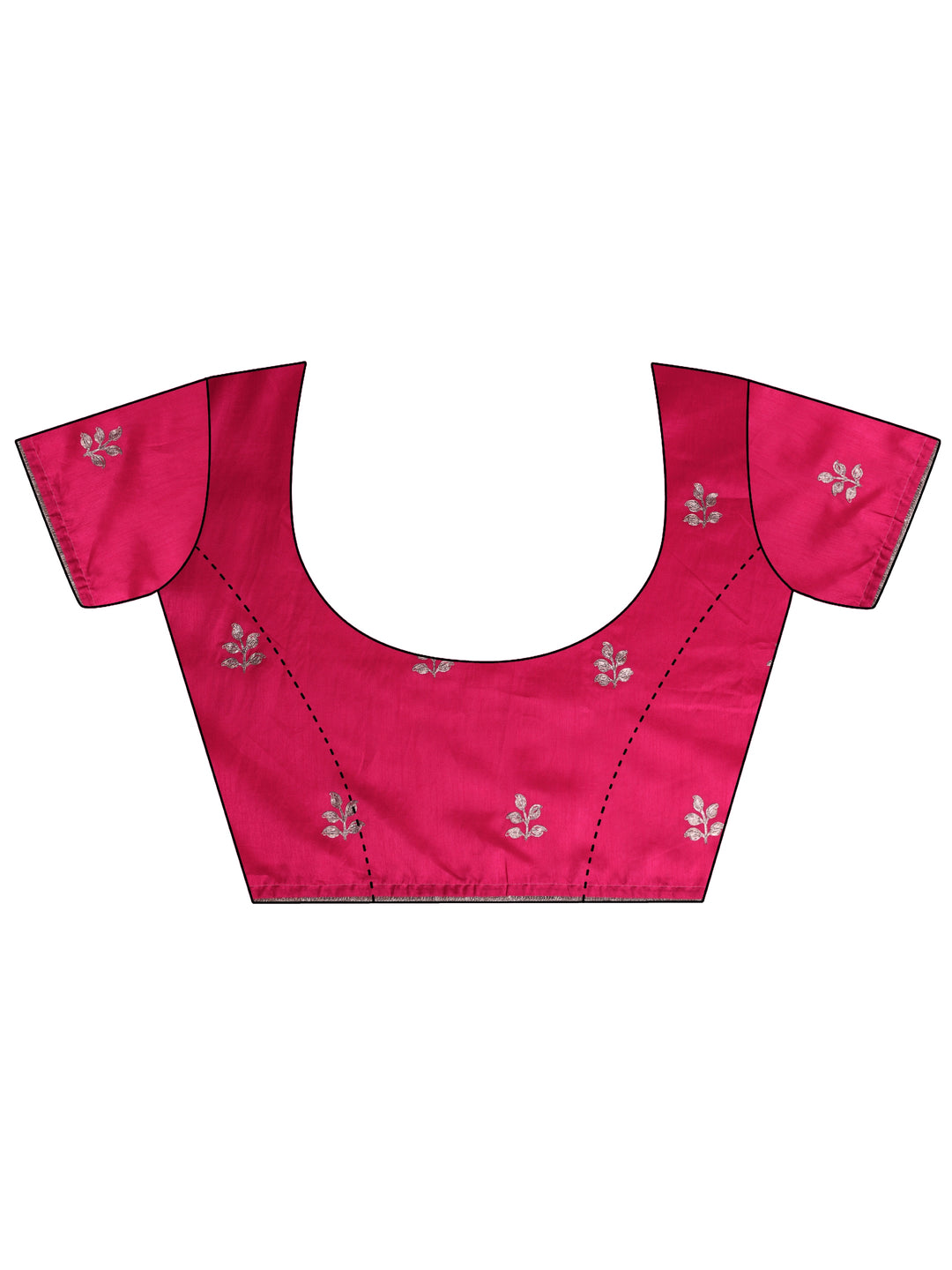  Pink Printed Chinon Saree With Unstitched Blouse Piece 