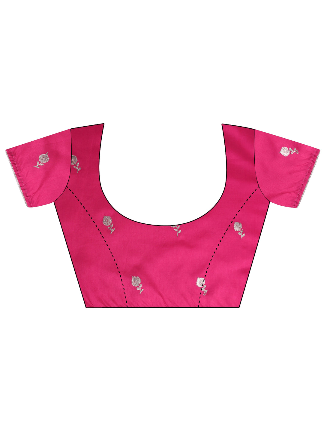  Pink Printed Chinon Saree With Unstitched Blouse Piece 