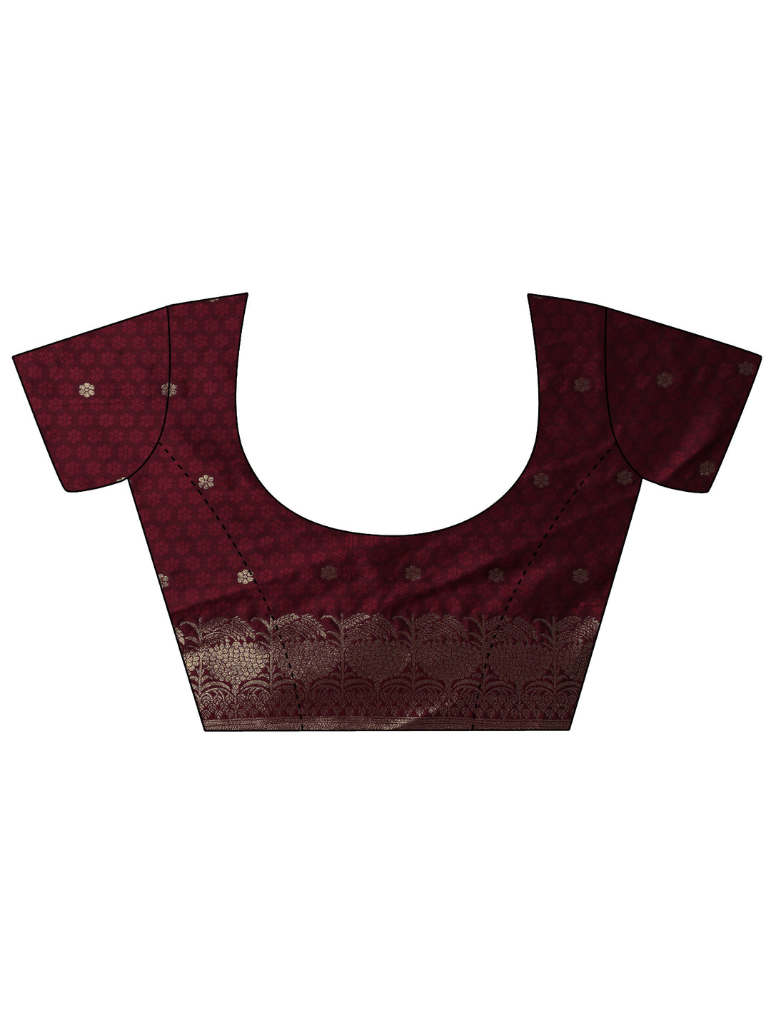  Maroon Woven Design Banarasi Silk Blend Saree With Unstitched Blouse Piece 