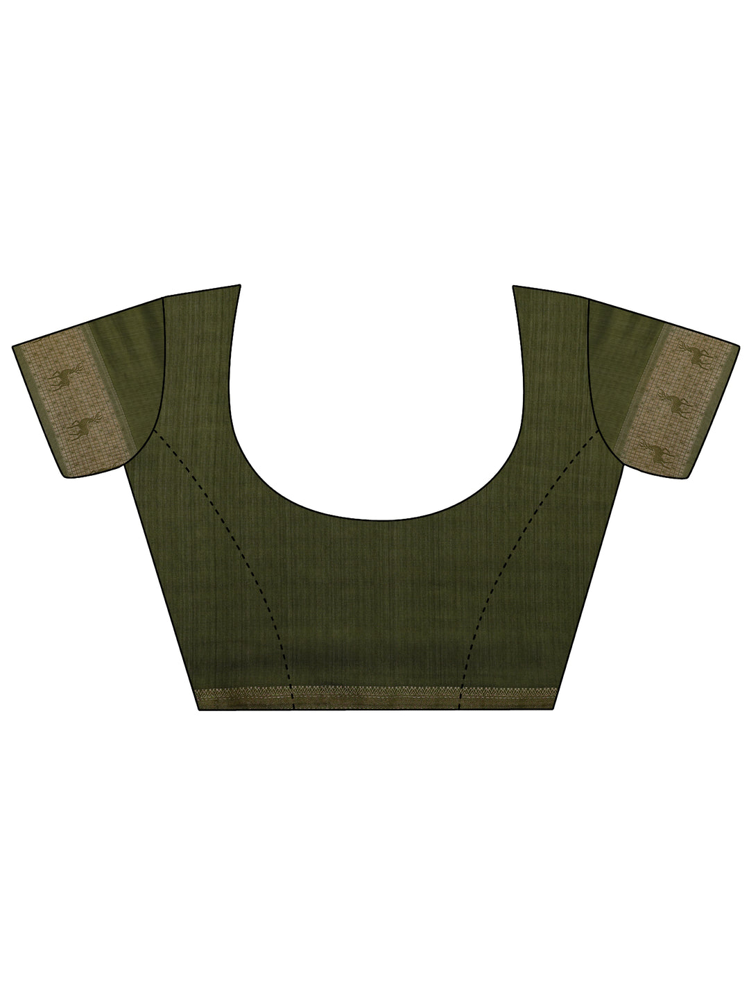  Green Printed Georgette Saree With Unstitched Blouse Piece 